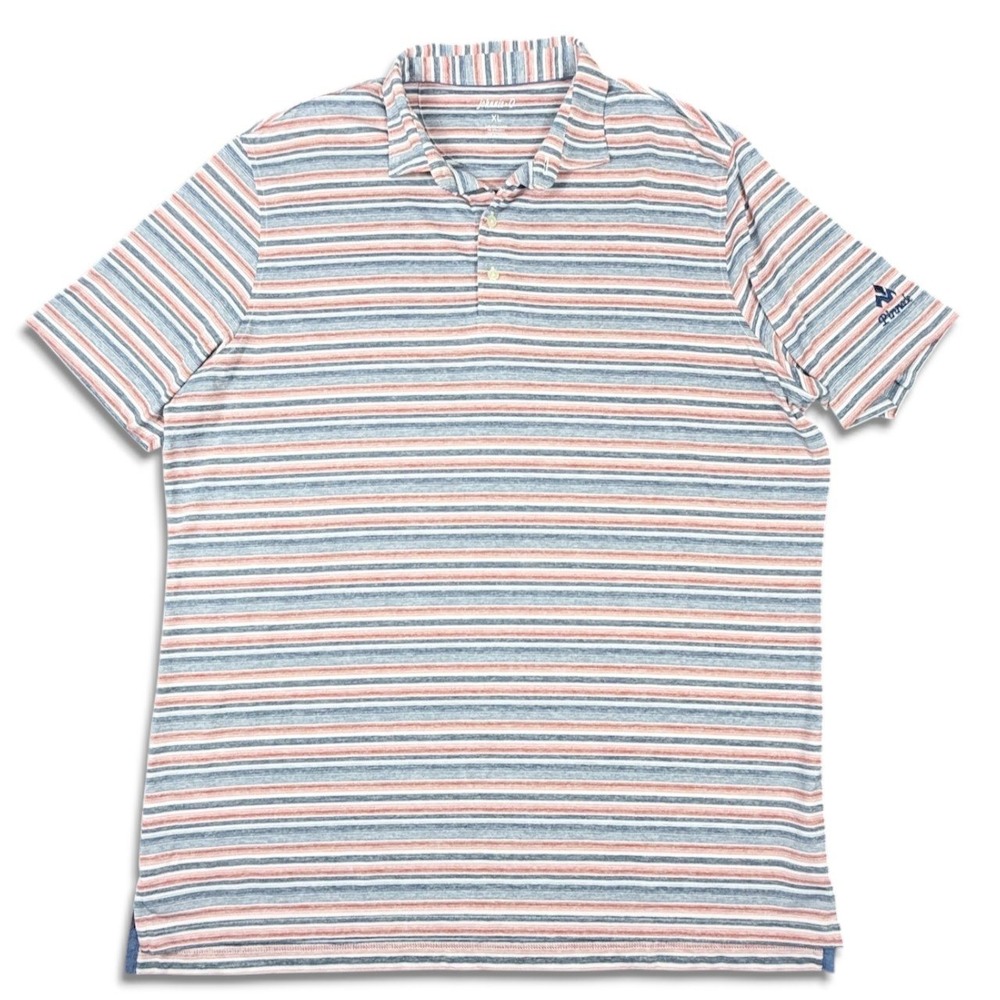 Johnnie O Performance Stripe Polo Shirt Mens XL Blue Coral Gully Golf Preppy USA